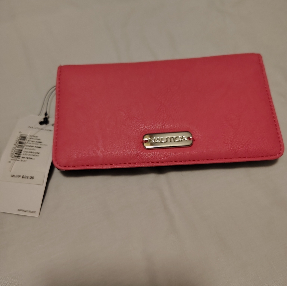 Nautica Navy and White Striped Wallet